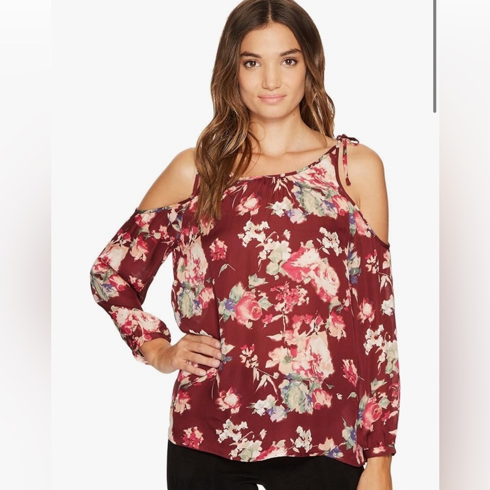 NWT Joie Jilette Floral Print Cold Shoulder Silk Blouse